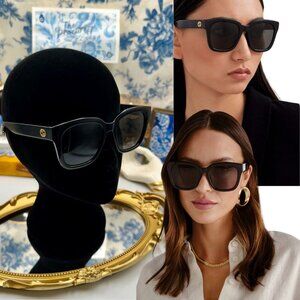 🆕 GUCCI 🧿 NWOT GG1338SK 001 Black Classic Oversized Square  Acetate Sunglass
